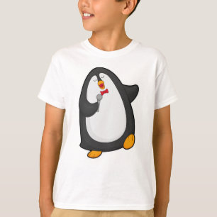 Pinguïn bij Zingen met microfoon en Stropdas T-shirt