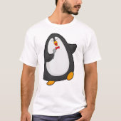 Pinguïn bij Zingen met microfoon en Stropdas T-shirt (Voorkant)
