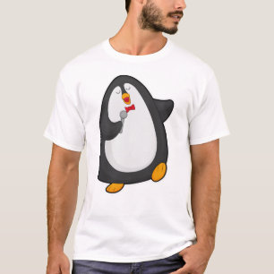 Pinguïn bij Zingen met microfoon en Stropdas T-shirt