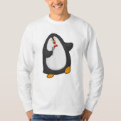 Pinguïn bij Zingen met microfoon en Stropdas T-shirt (Voorkant)