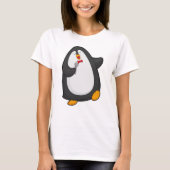 Pinguïn bij Zingen met microfoon en Stropdas T-shirt (Voorkant)