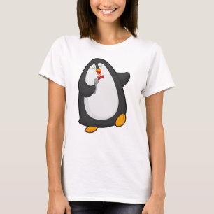 Pinguïn bij Zingen met microfoon en Stropdas T-shirt