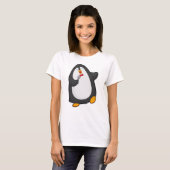 Pinguïn bij Zingen met microfoon en Stropdas T-shirt (Voorkant volledig)