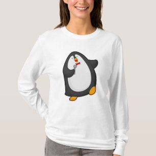 Pinguïn bij Zingen met microfoon en Stropdas T-shirt