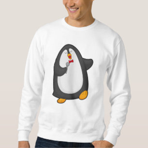 Pinguïn bij Zingen met microfoon en Stropdas Trui
