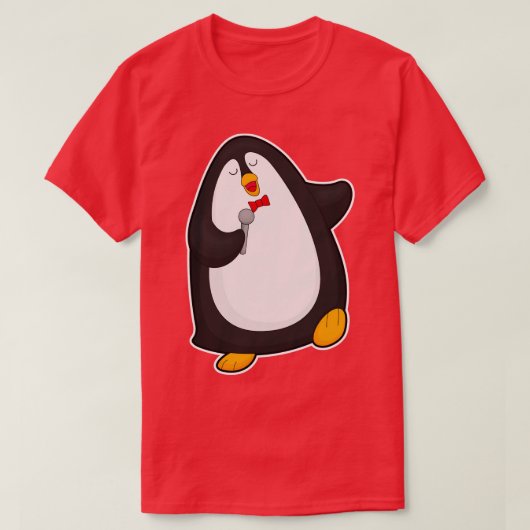 Pinguïn bij zingen met microfoon Stropdas T-shirt (Design voorkant)