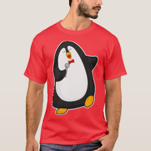 Pinguïn bij zingen met microfoon Stropdas T-shirt