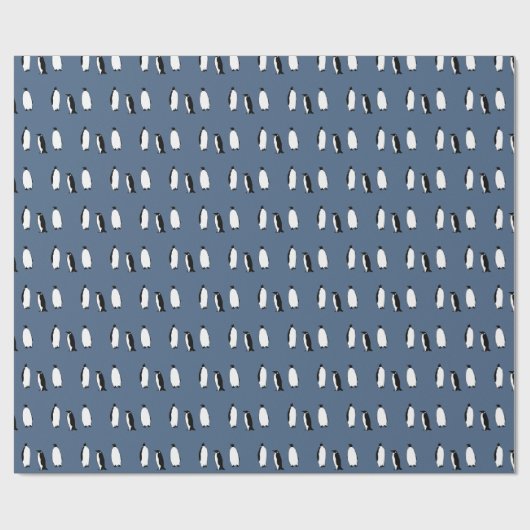 Pinguïn Bird Blue Antarctic Animal Polar Cadeaupapier (Vlak)