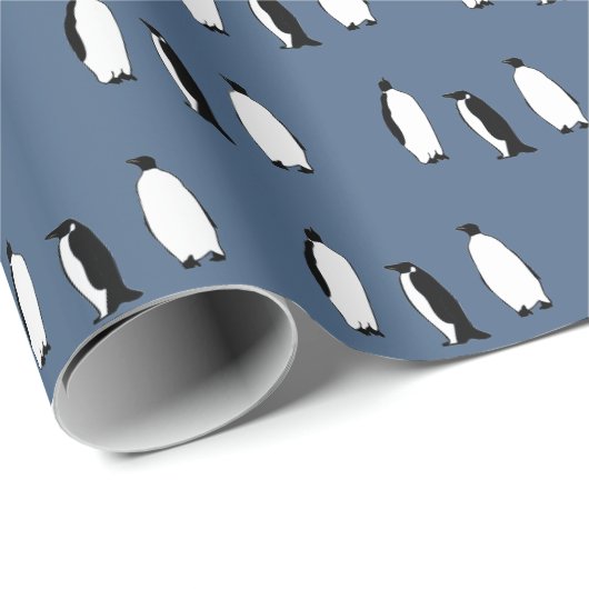 Pinguïn Bird Blue Antarctic Animal Polar Cadeaupapier (Rol Hoek)