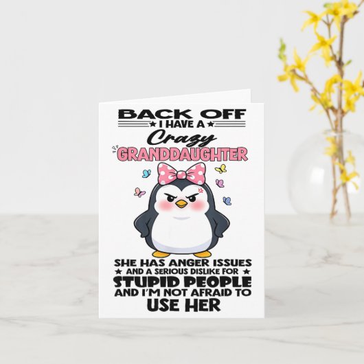 Pinguïn Blijf Af Ik Heb Een Gekke Kleindochter Zij Kaart (Gele Bloem)