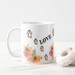 Pinguïn Bloemen Liefde Geloof Hoop Mok