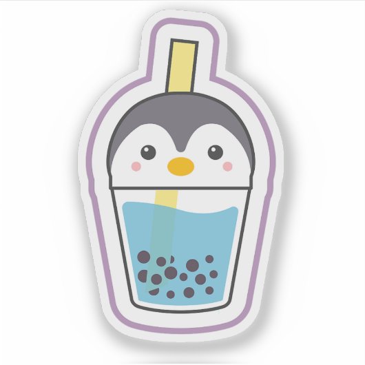 Pinguïn Boba-drank Sticker (Voorkant)