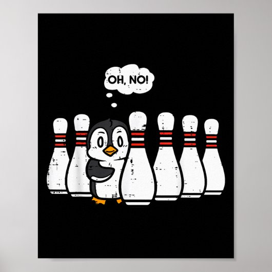 Pinguïn Bowling Ns Oh Nee Grappige Bowler Speler M Poster (Voorkant)