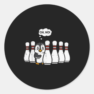 Pinguïn Bowling Ns Oh Nee Grappige Bowler Speler M Ronde Sticker