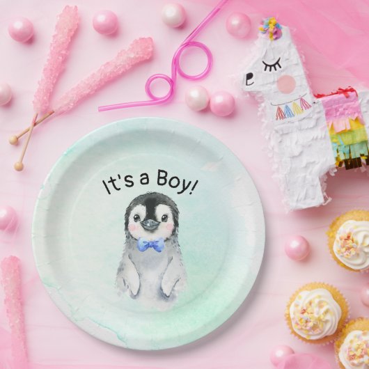 Pinguïn Boy Winter Baby shower Paper Bord (Feest)