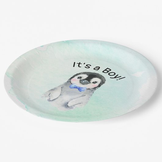 Pinguïn Boy Winter Baby shower Paper Bord (Gekanteld)