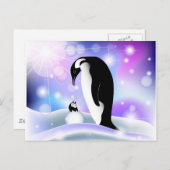 Pinguïn briefkaart en notecard voor wensen (Voorkant / Achterkant)