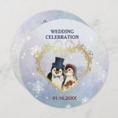 Pinguïn bruid en bruidegom bruiloft - Circle Kaart (Voorkant / Achterkant)