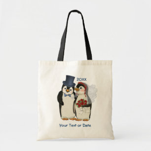 Pinguïn Bruid en Bruidegom Canvas tas