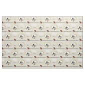 Pinguïn bruiloft harten op beige stof (Fat Quarter)