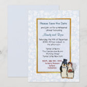 Pinguïn bruiloft - repetitie diner uitnodiging (Voorkant / Achterkant)