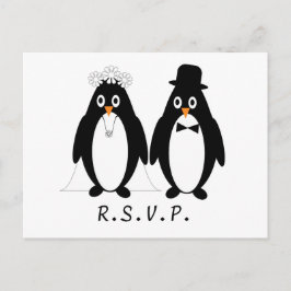 Pinguïn Bruiloft RSVP Briefkaart Invoegen