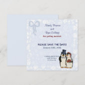 Pinguïn bruiloft - Save the Date (Voorkant / Achterkant)