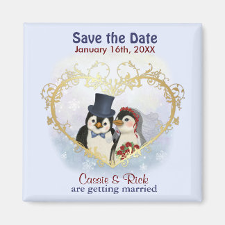 Pinguïn Bruiloft Save the Date Magneet