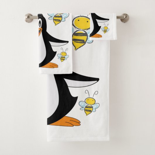 Pinguïn Bumblebee Bathroom Bad Handdoek (Insitu)