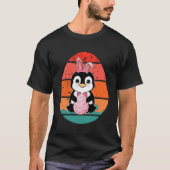 Pinguïn Bunny Happy Easter Eggs Retro Mannen Vrouw T-shirt (Voorkant)