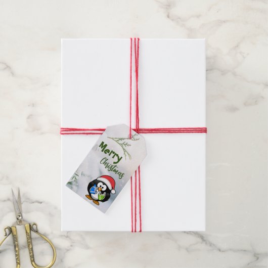 Pinguïn cadeaulabel (Met Touw)