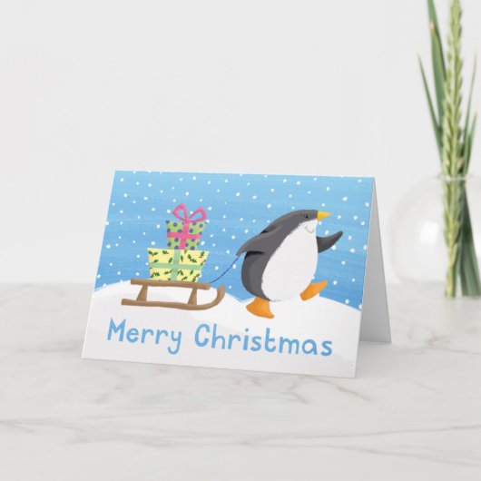 pinguïn-cadeaus feestdagen kaart (Voorkant)