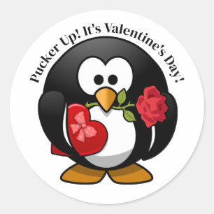 Pinguïn Cadeaus voor Valentijnsdag Ronde Sticker
