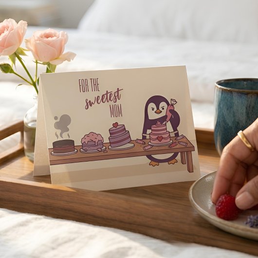 Pinguïn Cake Decorator | Zoetste Moeder Feestdagen Kaart