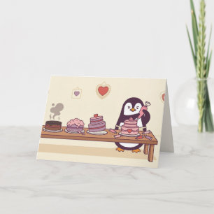 Pinguïn Cakedecorateur Galentine Valentijnkaart Feestdagen Kaart