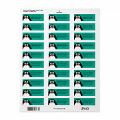 pinguïn cartoon smaragd en zwart etiket (Full Sheet)