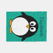 pinguïn cartoon smaragd en zwart fleece deken (Voorkant (Horizontaal))