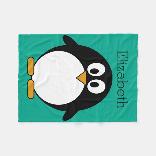 pinguïn cartoon smaragd en zwart fleece deken (Voorkant (Horizontaal))