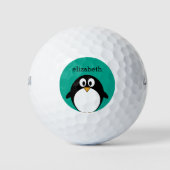 pinguïn cartoon smaragd en zwart golfballen (Voorkant)
