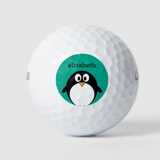 pinguïn cartoon smaragd en zwart golfballen (Voorkant)