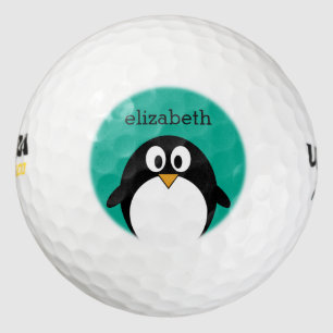pinguïn cartoon smaragd en zwart golfballen