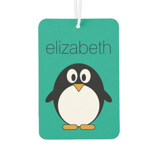 pinguïn cartoon smaragd en zwart luchtverfrisser (Achterkant)