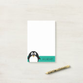 pinguïn cartoon smaragd en zwart post-it® notes (Op bureau)