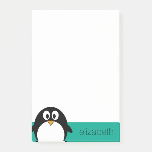 pinguïn cartoon smaragd en zwart post-it® notes (Voorkant)