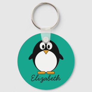 pinguïn cartoon smaragd en zwart sleutelhanger