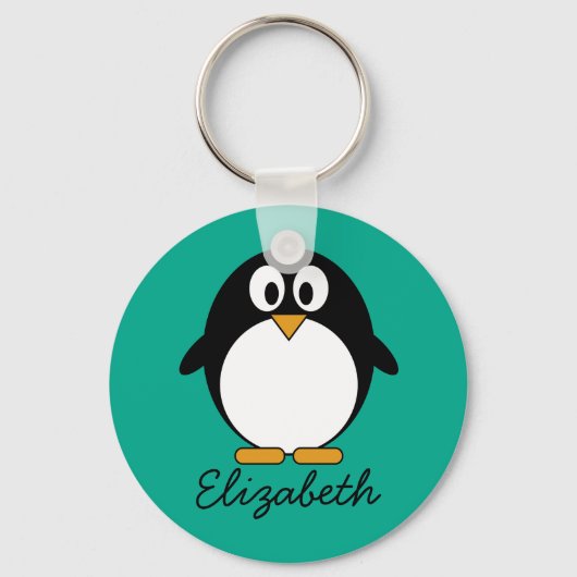 pinguïn cartoon smaragd en zwart sleutelhanger (Voorkant)