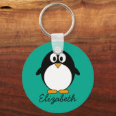 pinguïn cartoon smaragd en zwart sleutelhanger (Voorkant)