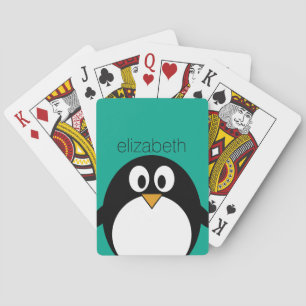 pinguïn cartoon smaragd en zwart speelkaarten