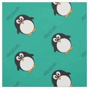 pinguïn cartoon smaragd en zwart stof