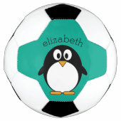 pinguïn cartoon smaragd en zwart voetbal (Voorkant)